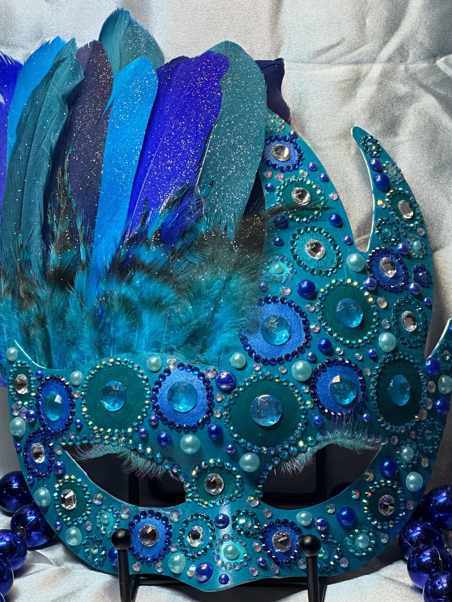 Aquamarine Feathered Mask: Home Decor