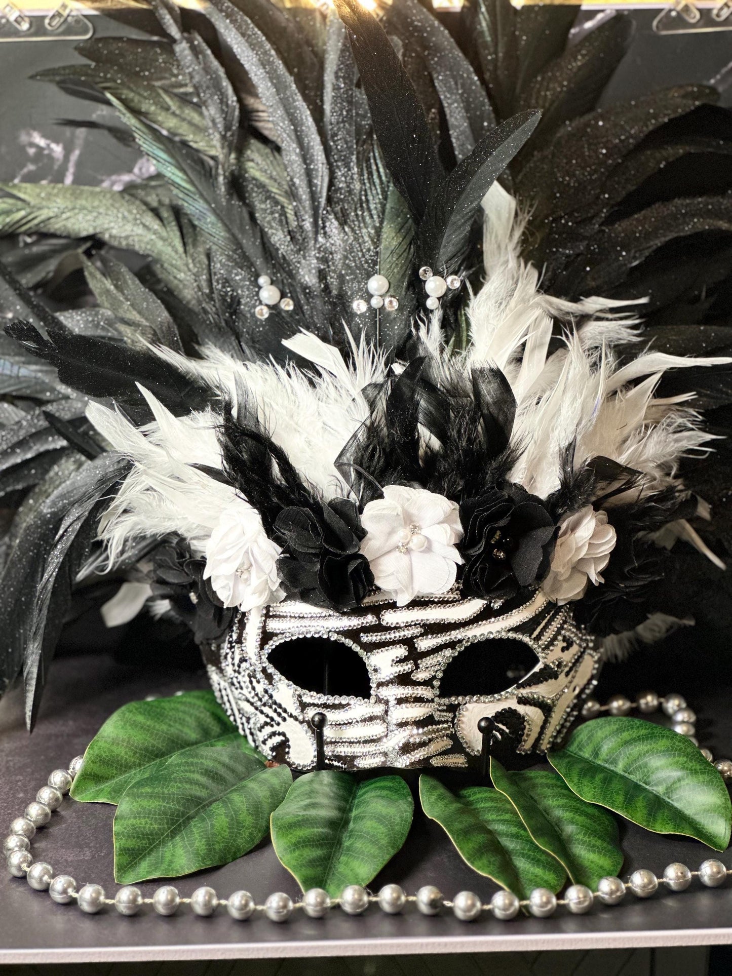 Vegas Style Zebra Mask: Feathered Home Decor