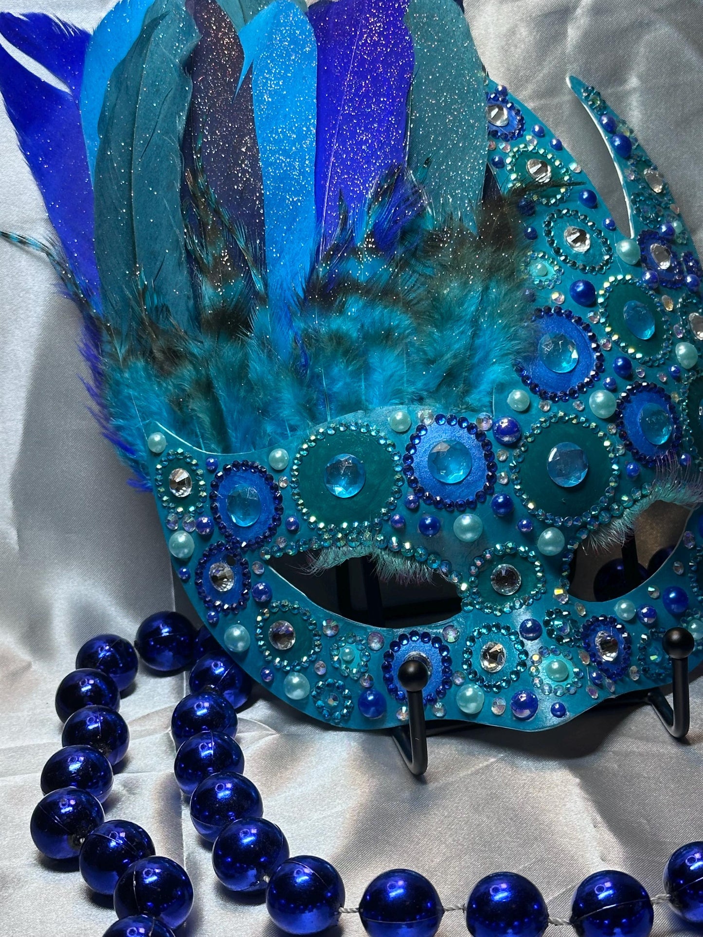 Aquamarine Feathered Mask: Home Decor