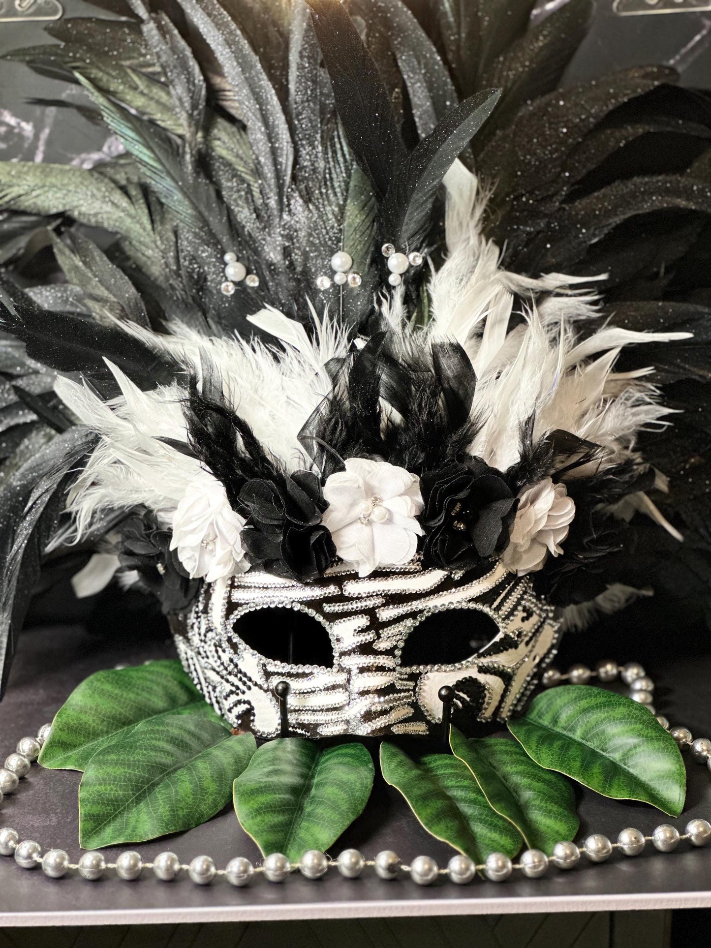 Vegas Style Zebra Mask: Feathered Home Decor