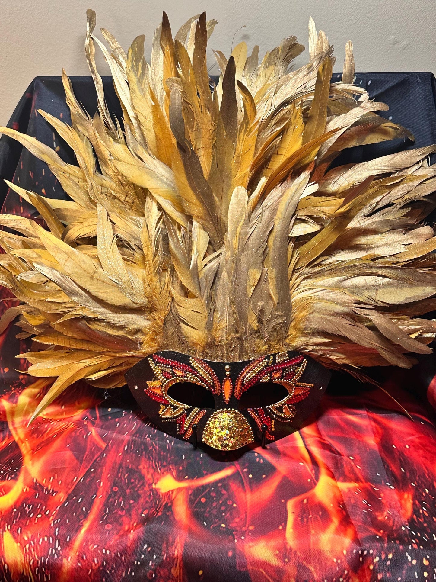 Feathered Vegas style mask: Phoenix Rising