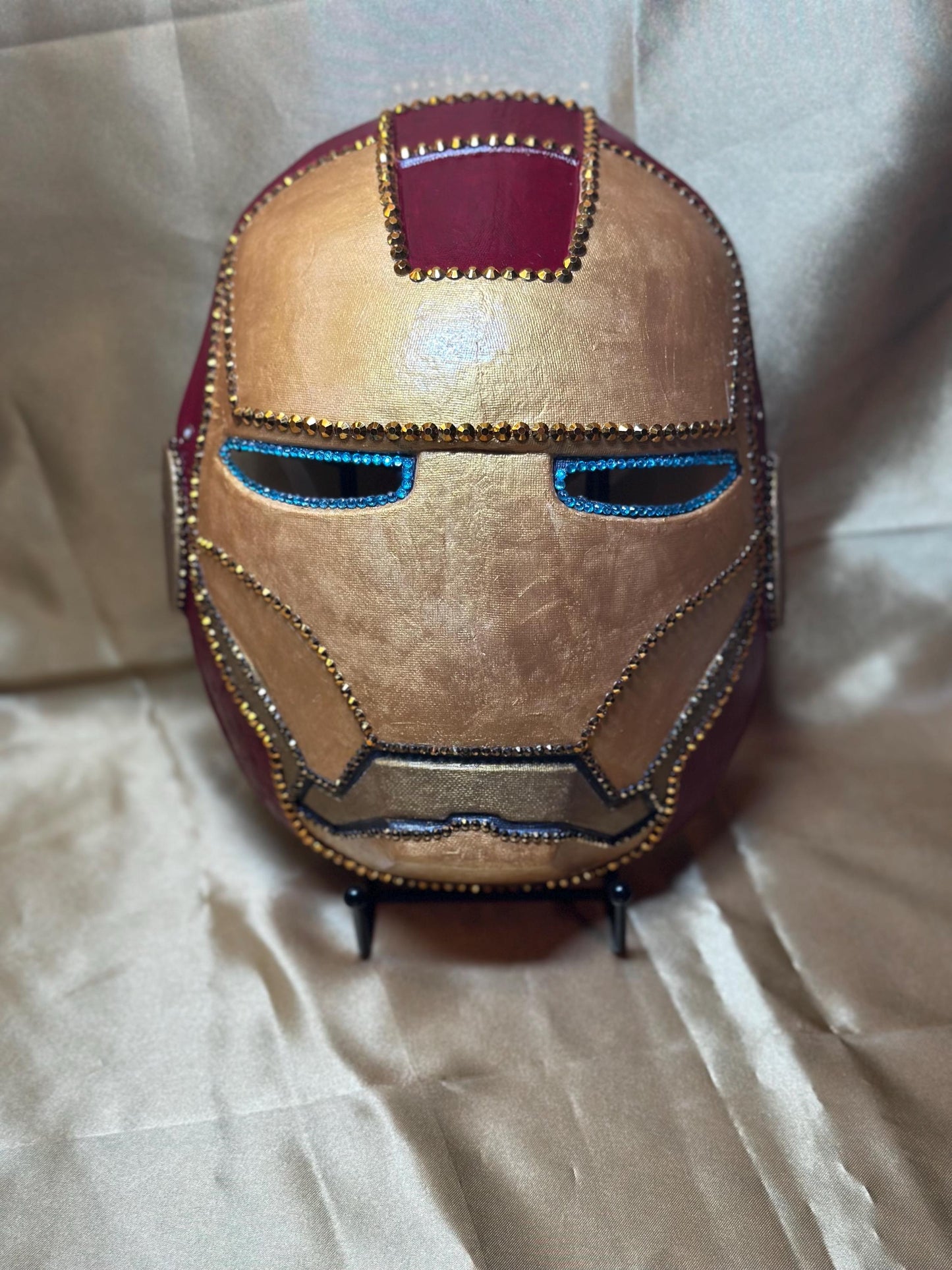 Iron Man Face Mask on Holding Stick - Display Stand Included