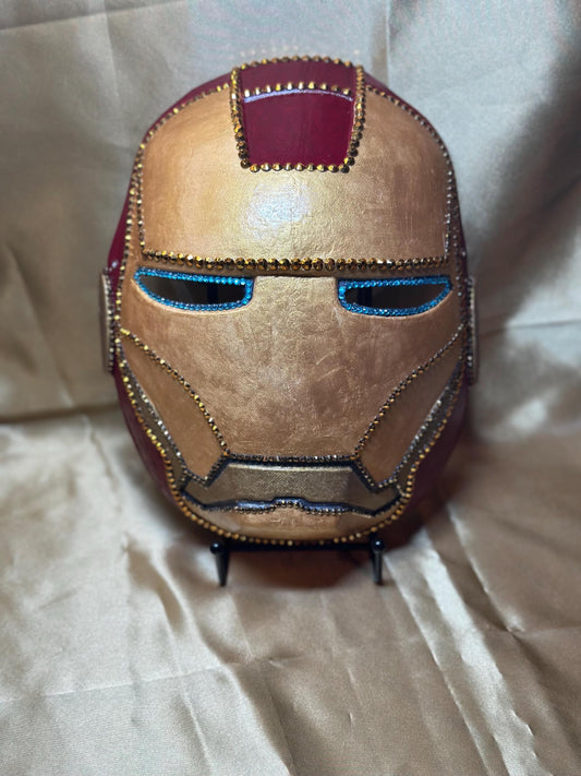 Iron Man Face Mask on Holding Stick - Display Stand Included