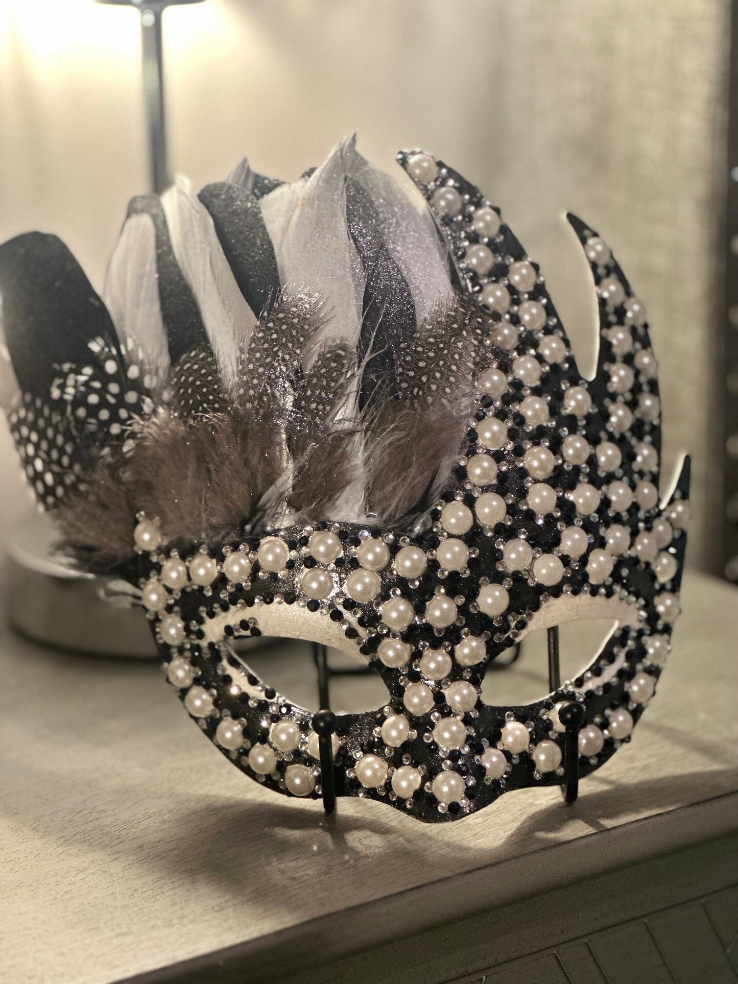 Feathered mask: A polka dot affair