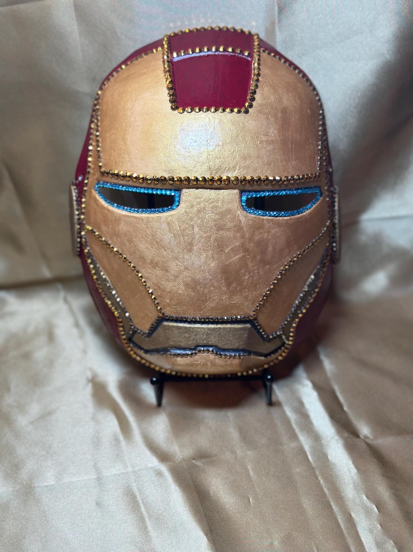 Iron Man Face Mask on Holding Stick - Display Stand Included