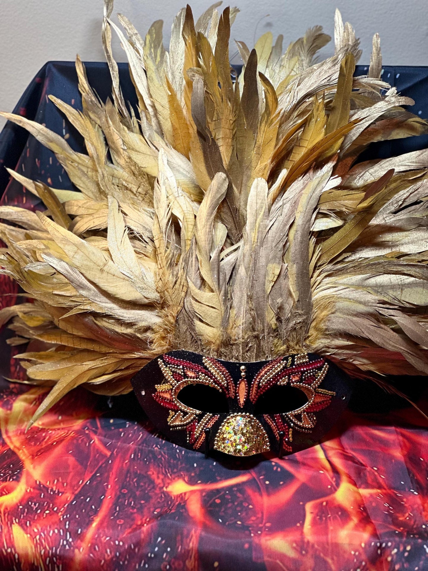 Feathered Vegas style mask: Phoenix Rising