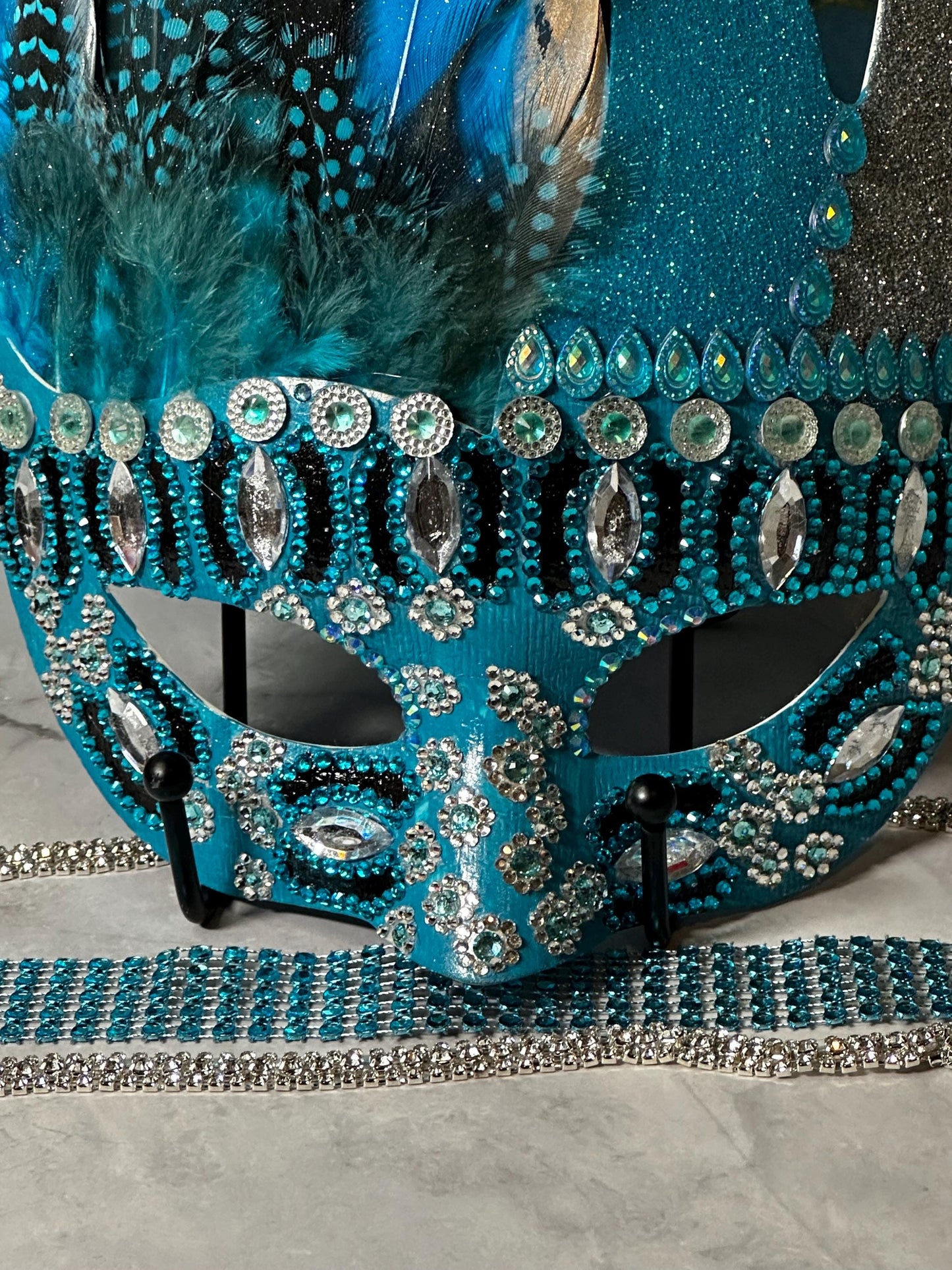 Turquoise Dynasty Feathered Mask