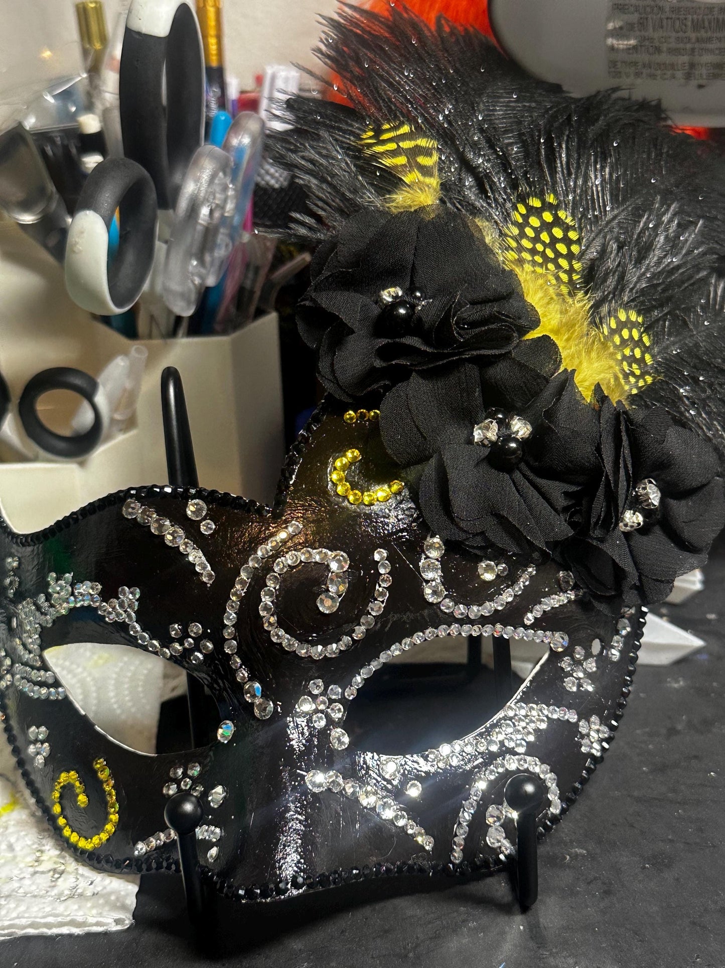 Black Feathered Masquerade Mask: Classy Divine