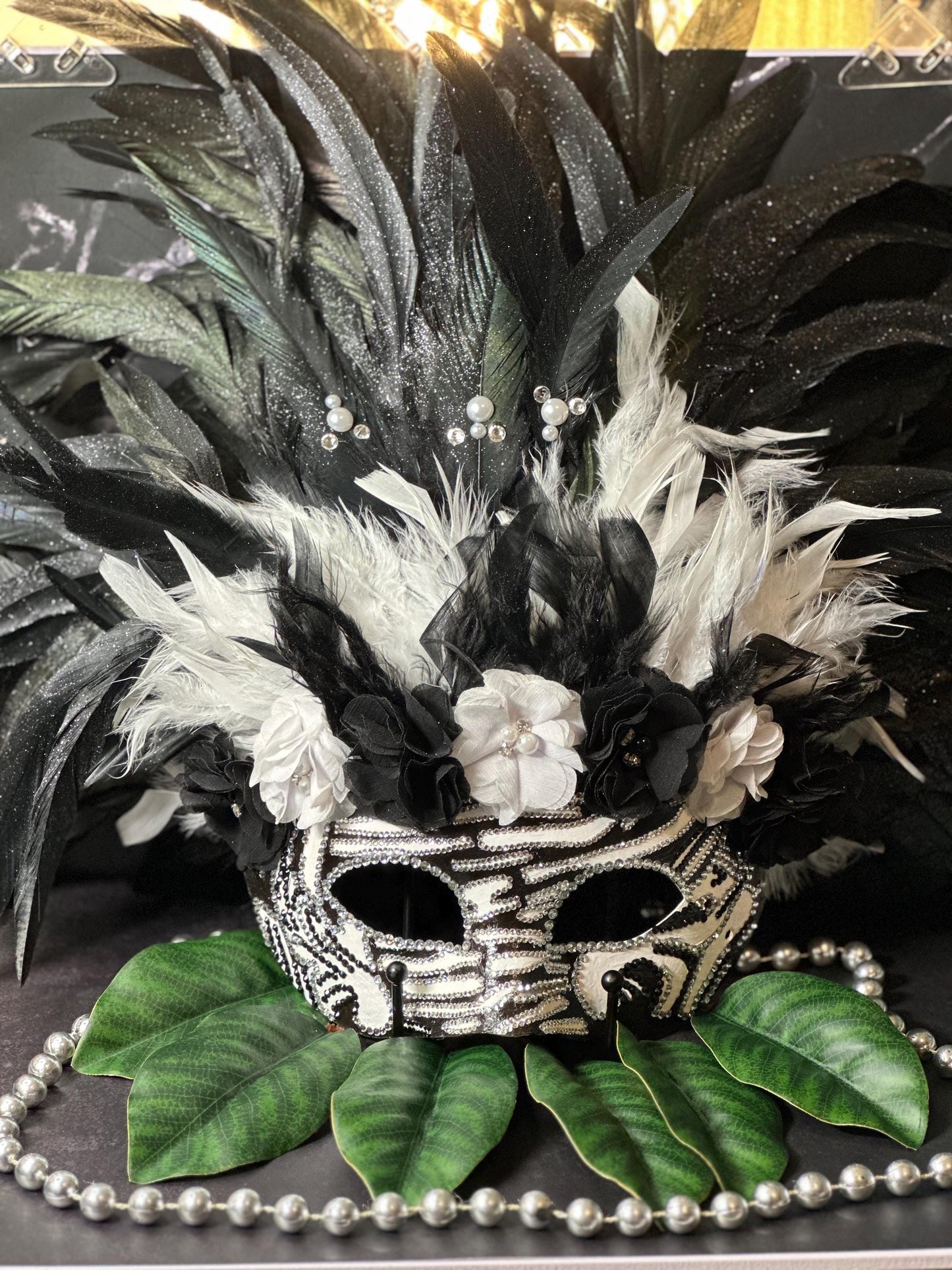 Vegas Style Zebra Mask: Feathered Home Decor