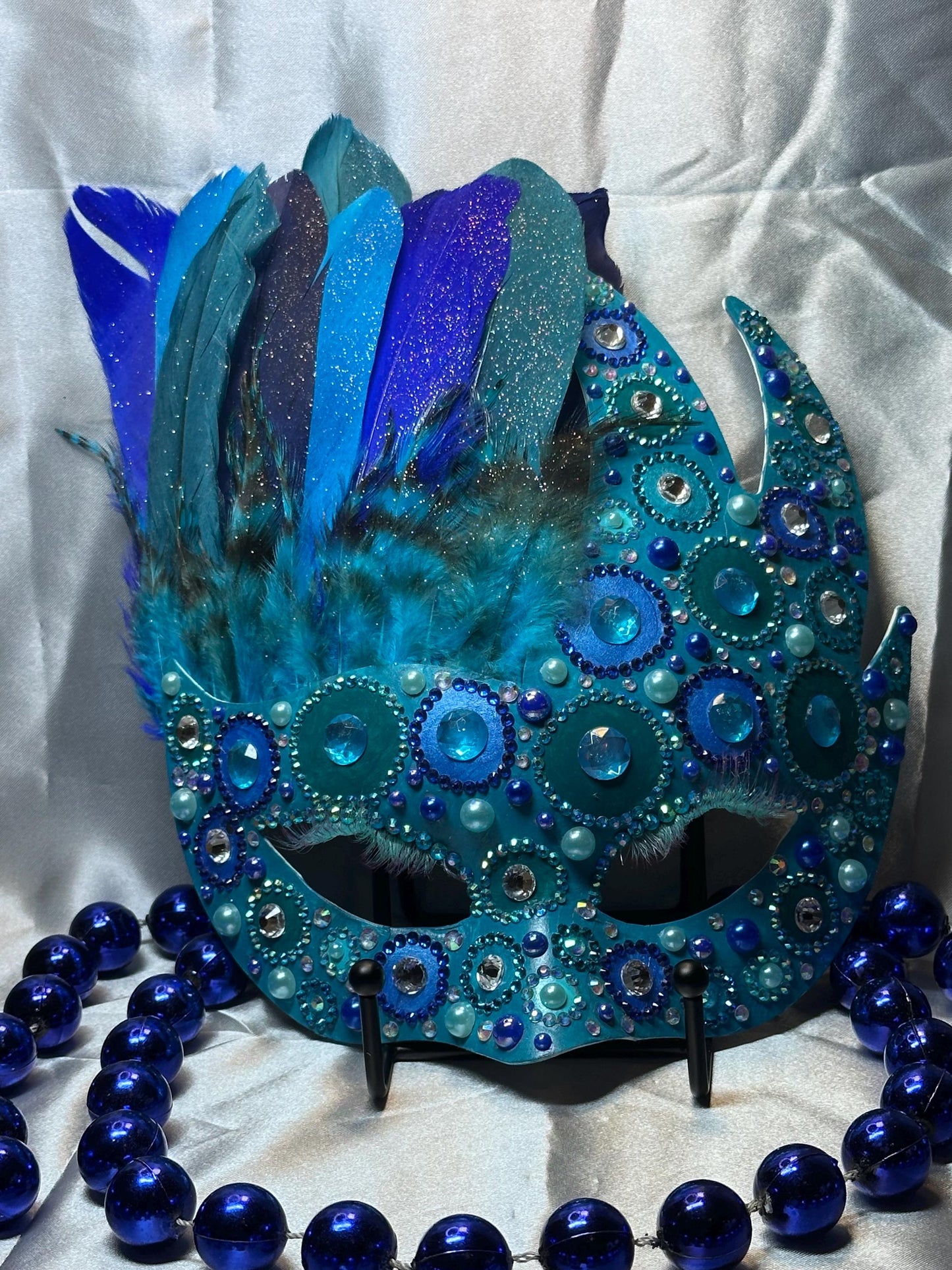Aquamarine Feathered Mask: Home Decor