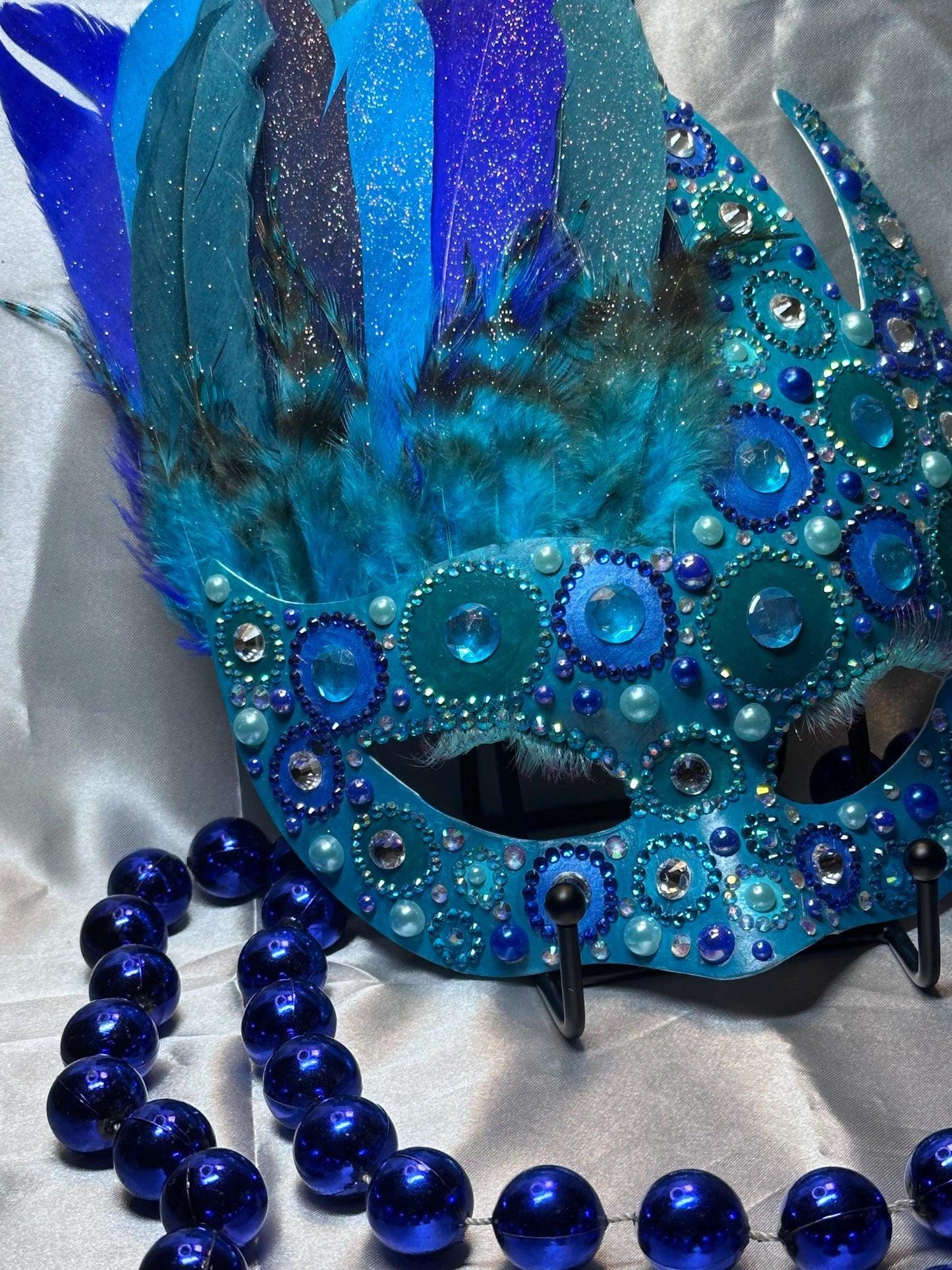 Aquamarine Feathered Mask: Home Decor