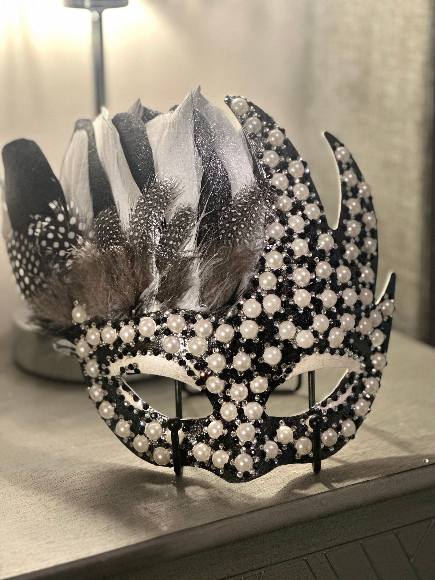 Feathered mask: A polka dot affair