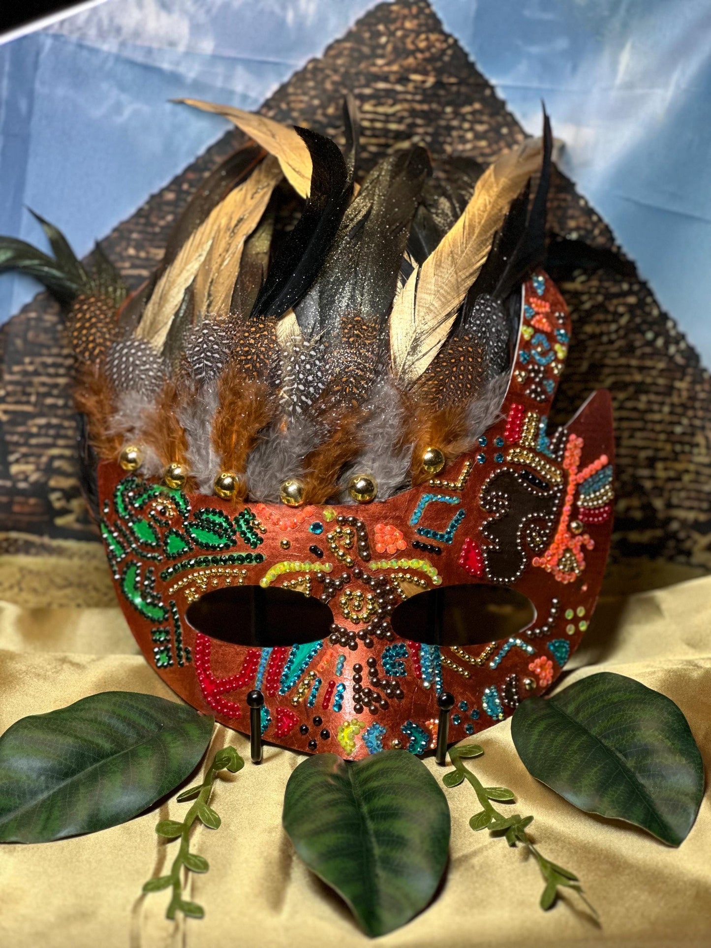 Aztec Empire Mask: Feathered Home Decor