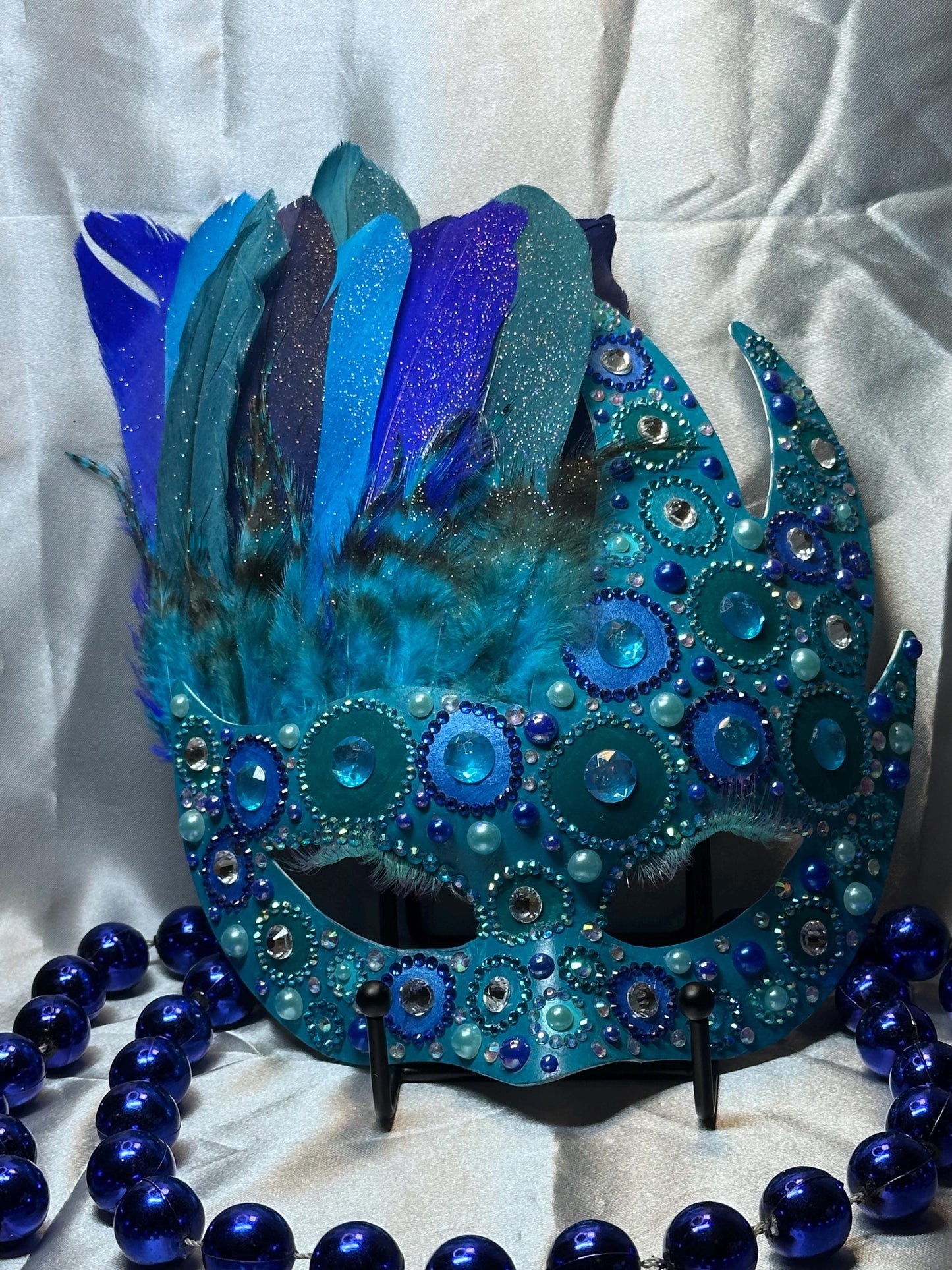 Aquamarine Feathered Mask: Home Decor