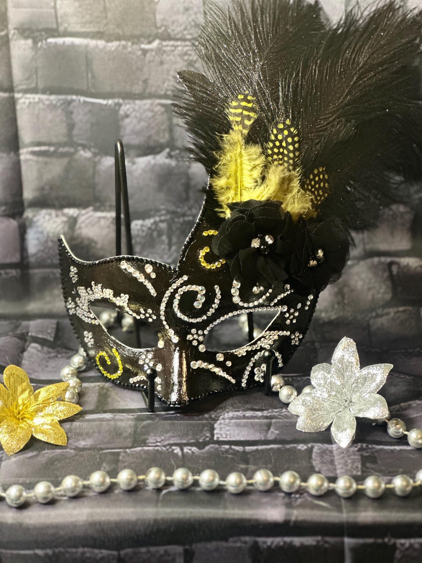 Black Feathered Masquerade Mask: Classy Divine