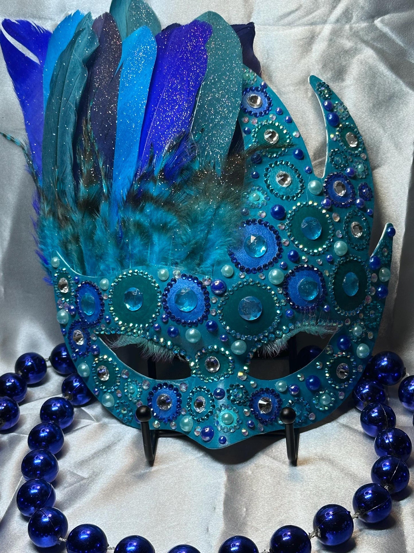 Aquamarine Feathered Mask: Home Decor