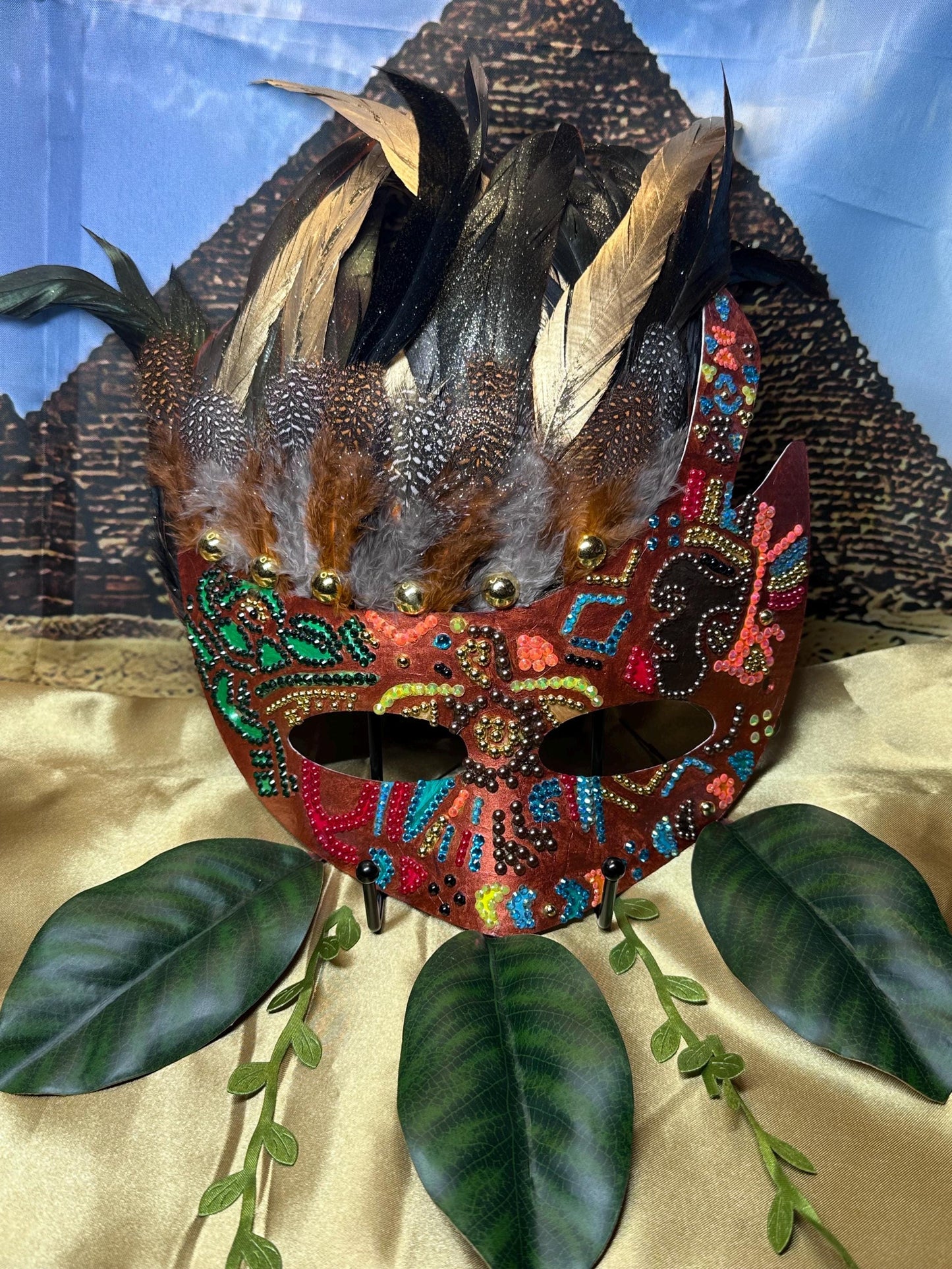 Aztec Empire Mask: Feathered Home Decor