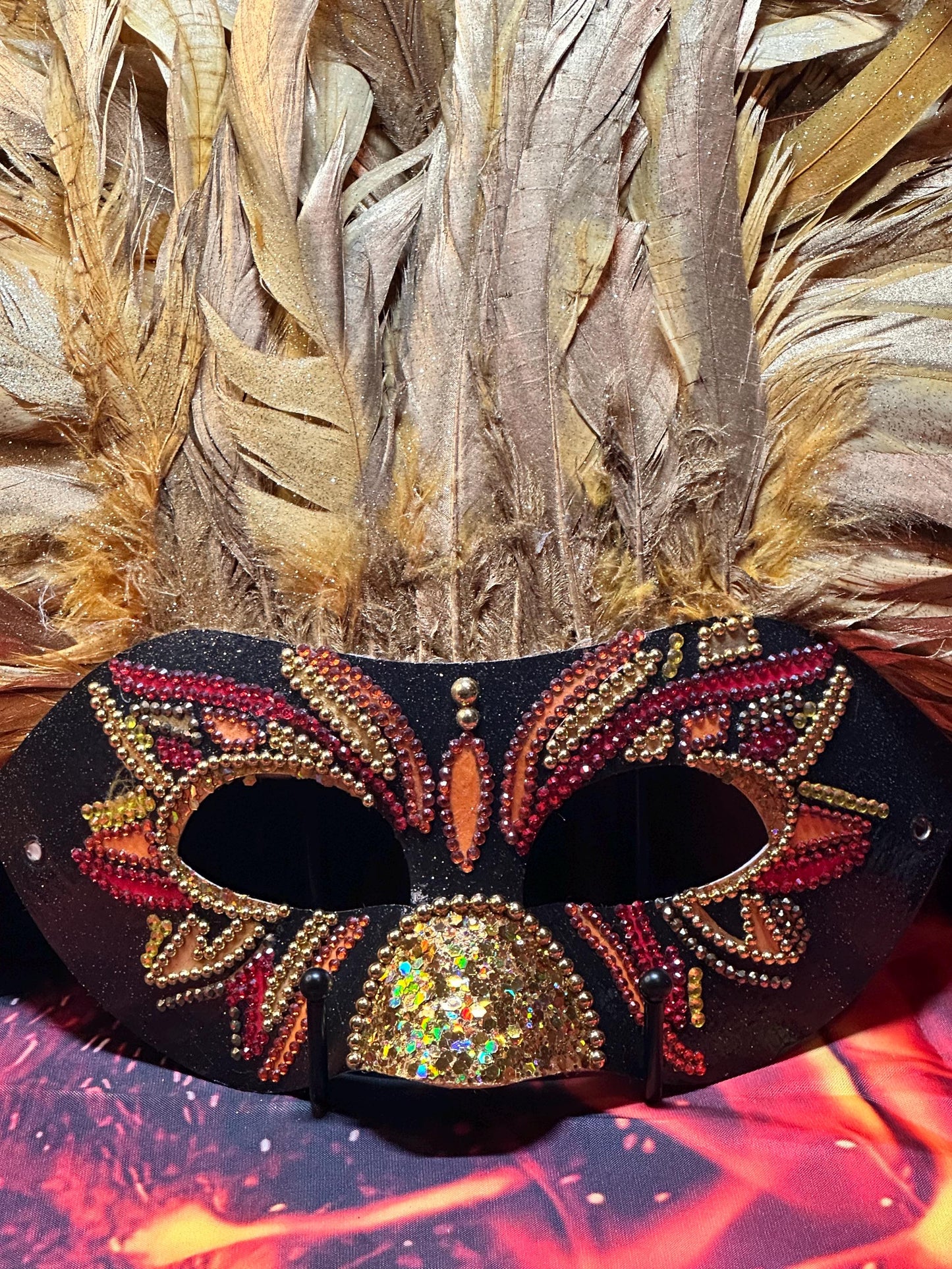 Feathered Vegas style mask: Phoenix Rising