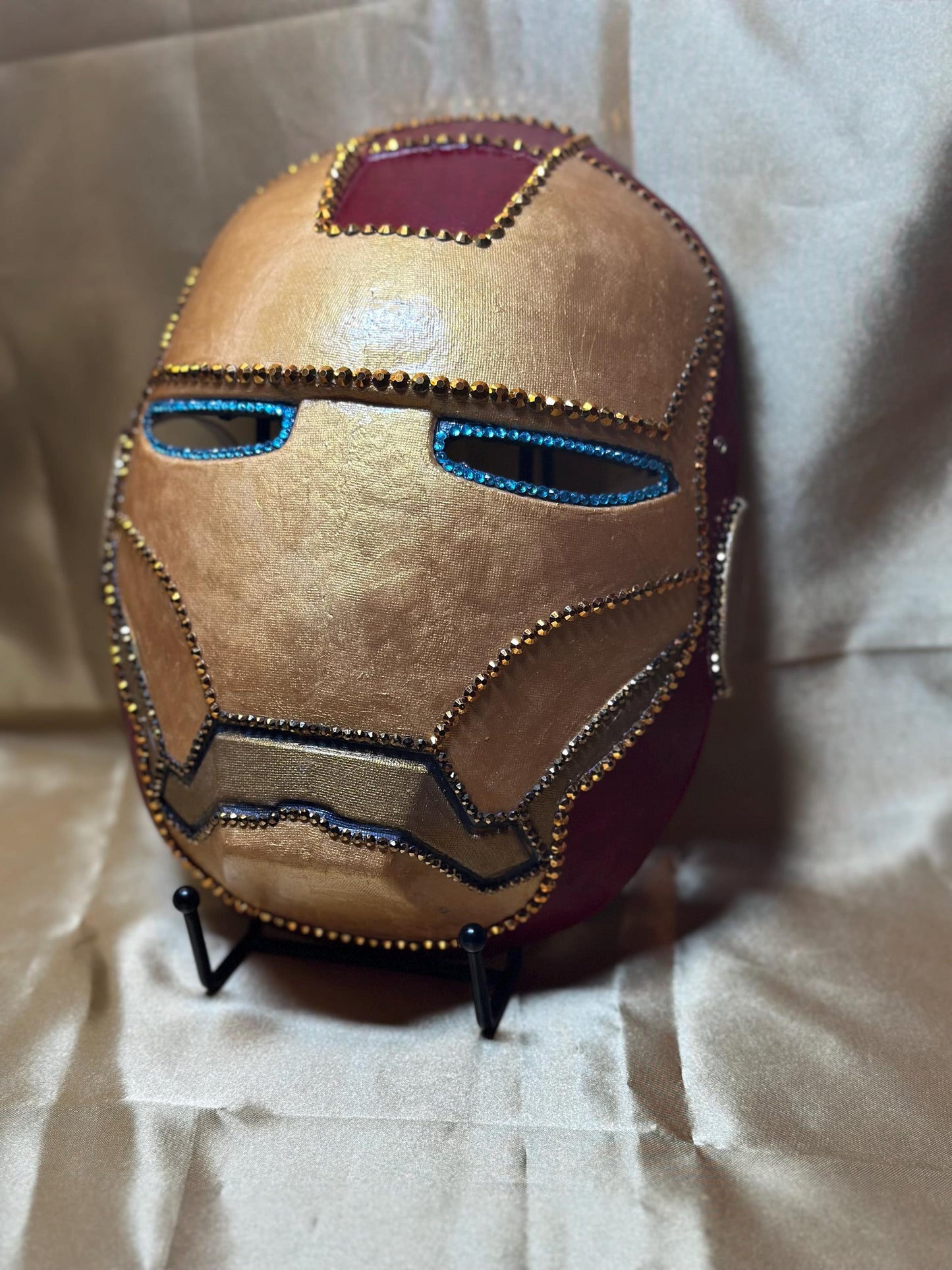 Iron Man Face Mask on Holding Stick - Display Stand Included