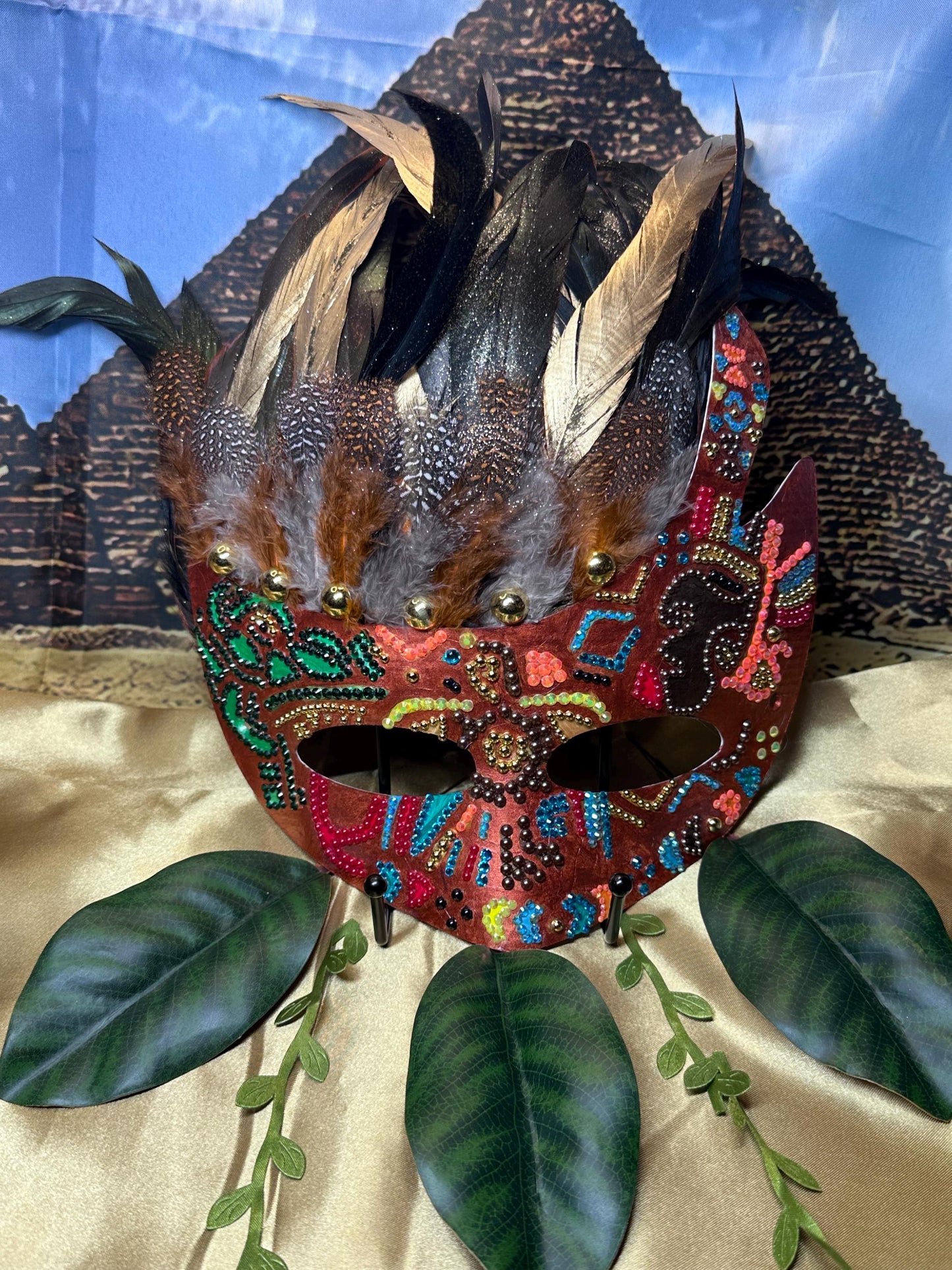 Aztec Empire Mask: Feathered Home Decor