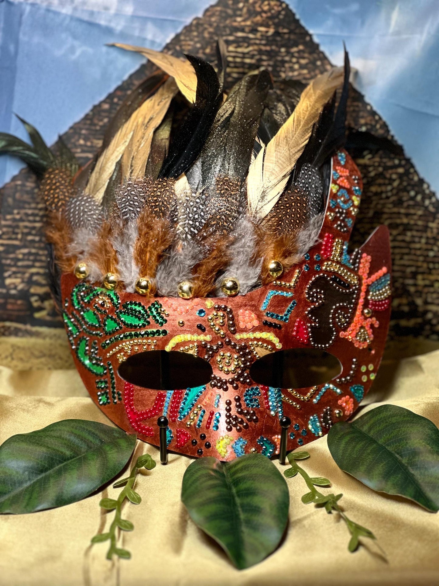 Aztec Empire Mask: Feathered Home Decor