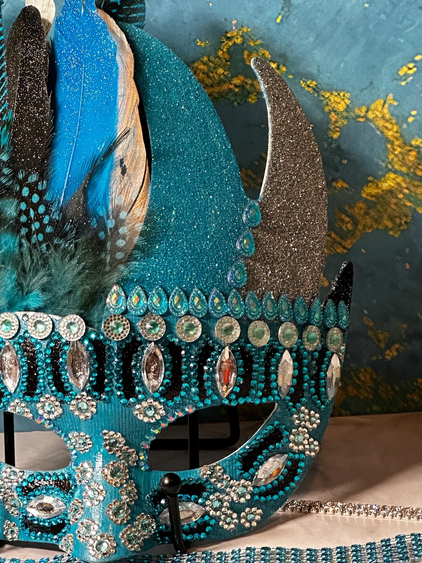 Turquoise Dynasty Feathered Mask