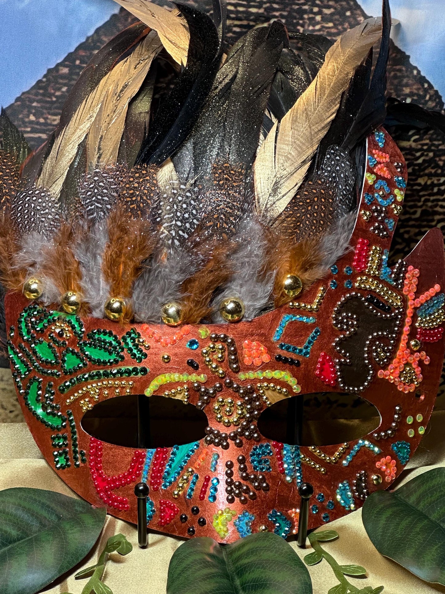 Aztec Empire Mask: Feathered Home Decor