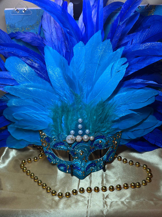 Vegas Style Mask: Beaded Feather Masquerade Mask
