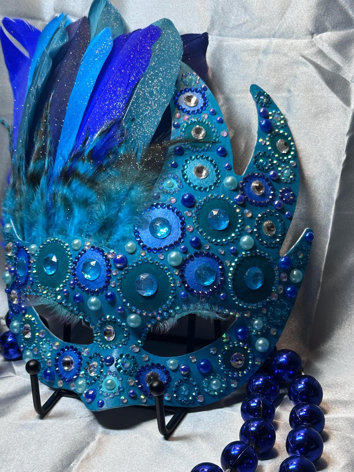 Aquamarine Feathered Mask: Home Decor