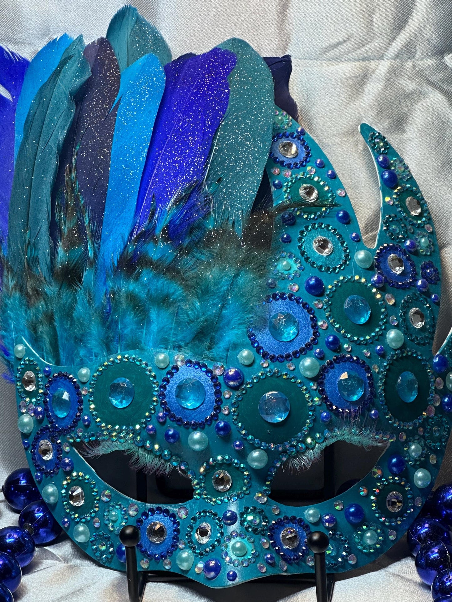 Aquamarine Feathered Mask: Home Decor