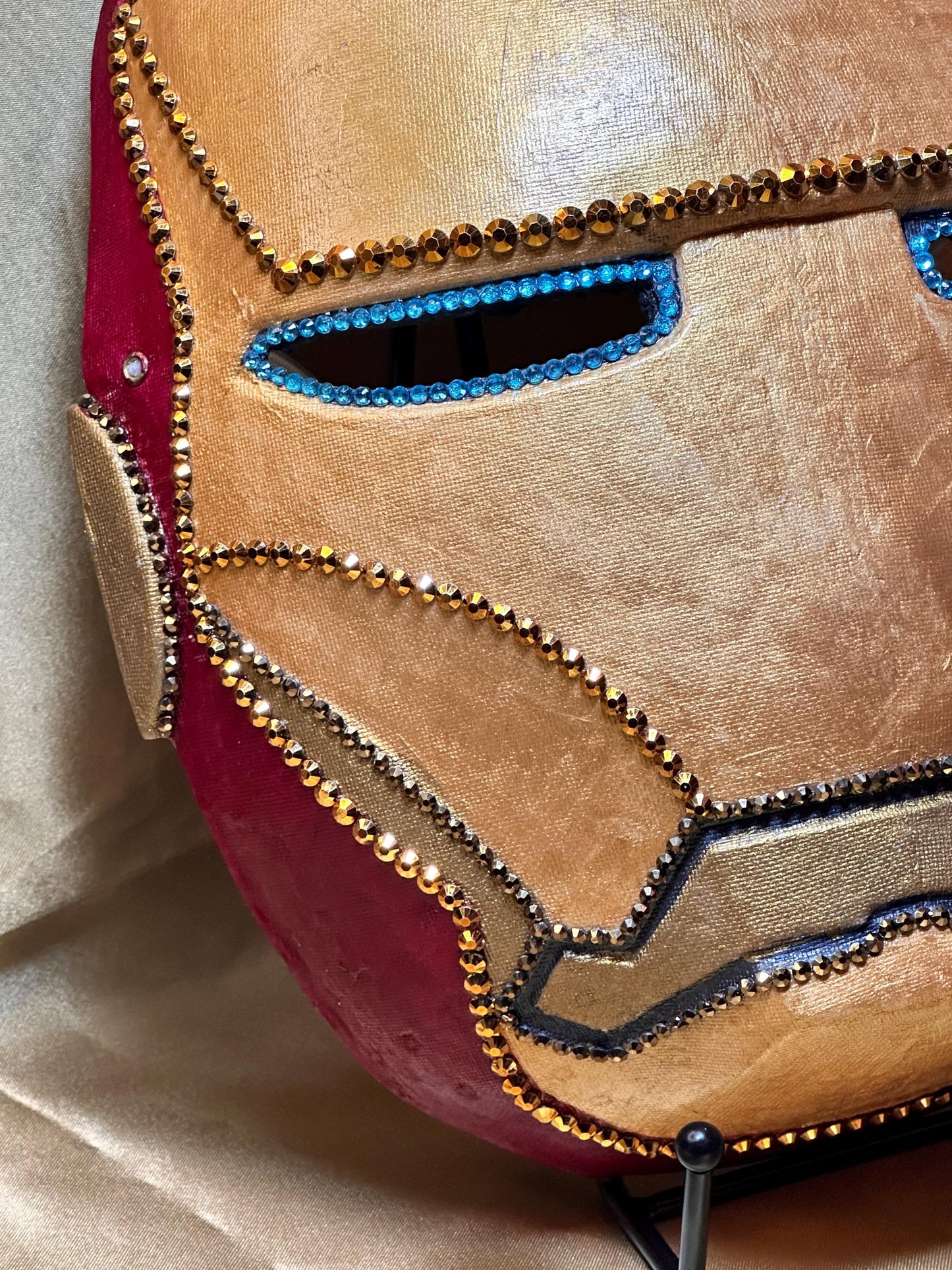 Iron Man Face Mask on Holding Stick - Display Stand Included