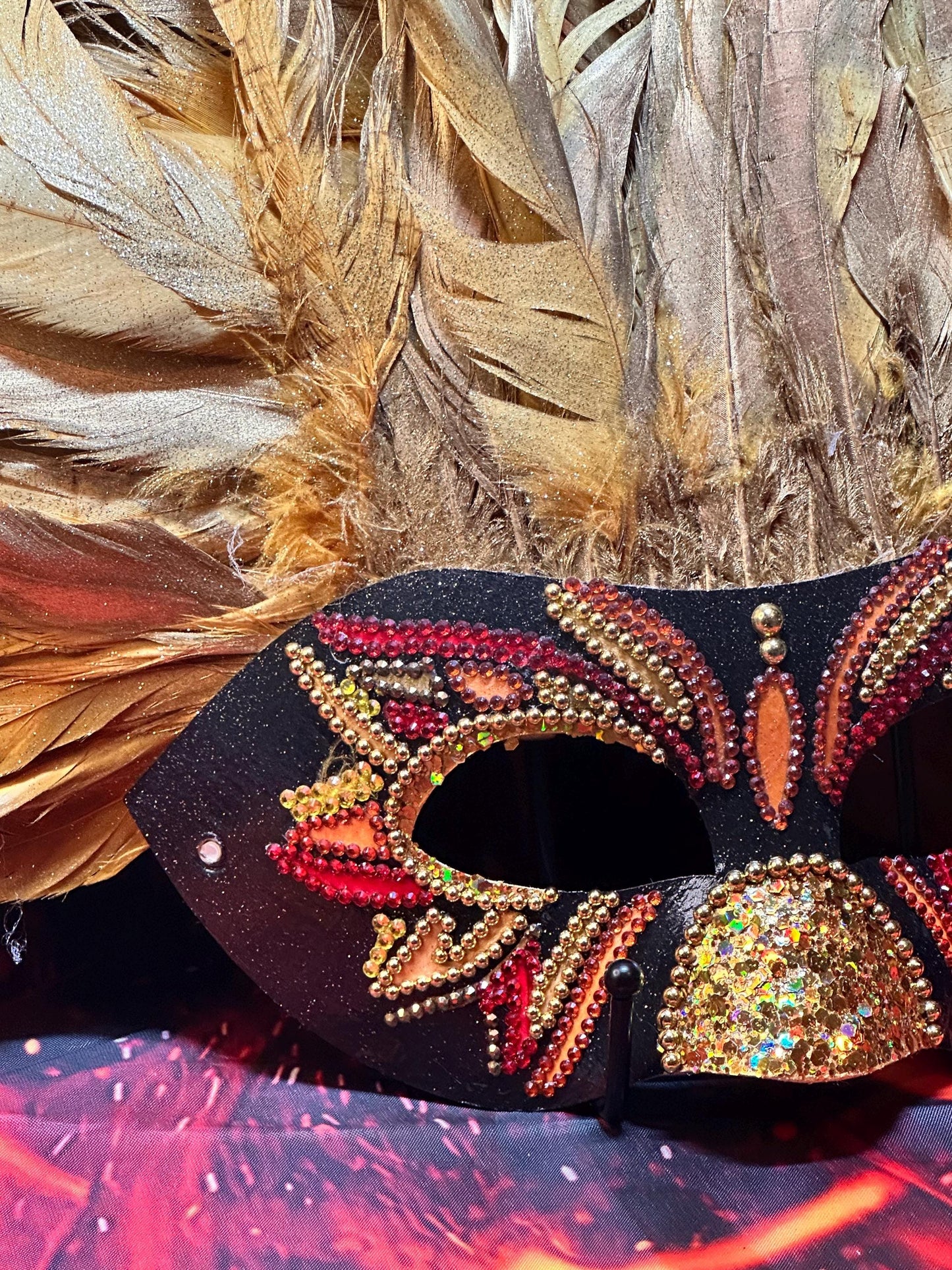 Feathered Vegas style mask: Phoenix Rising