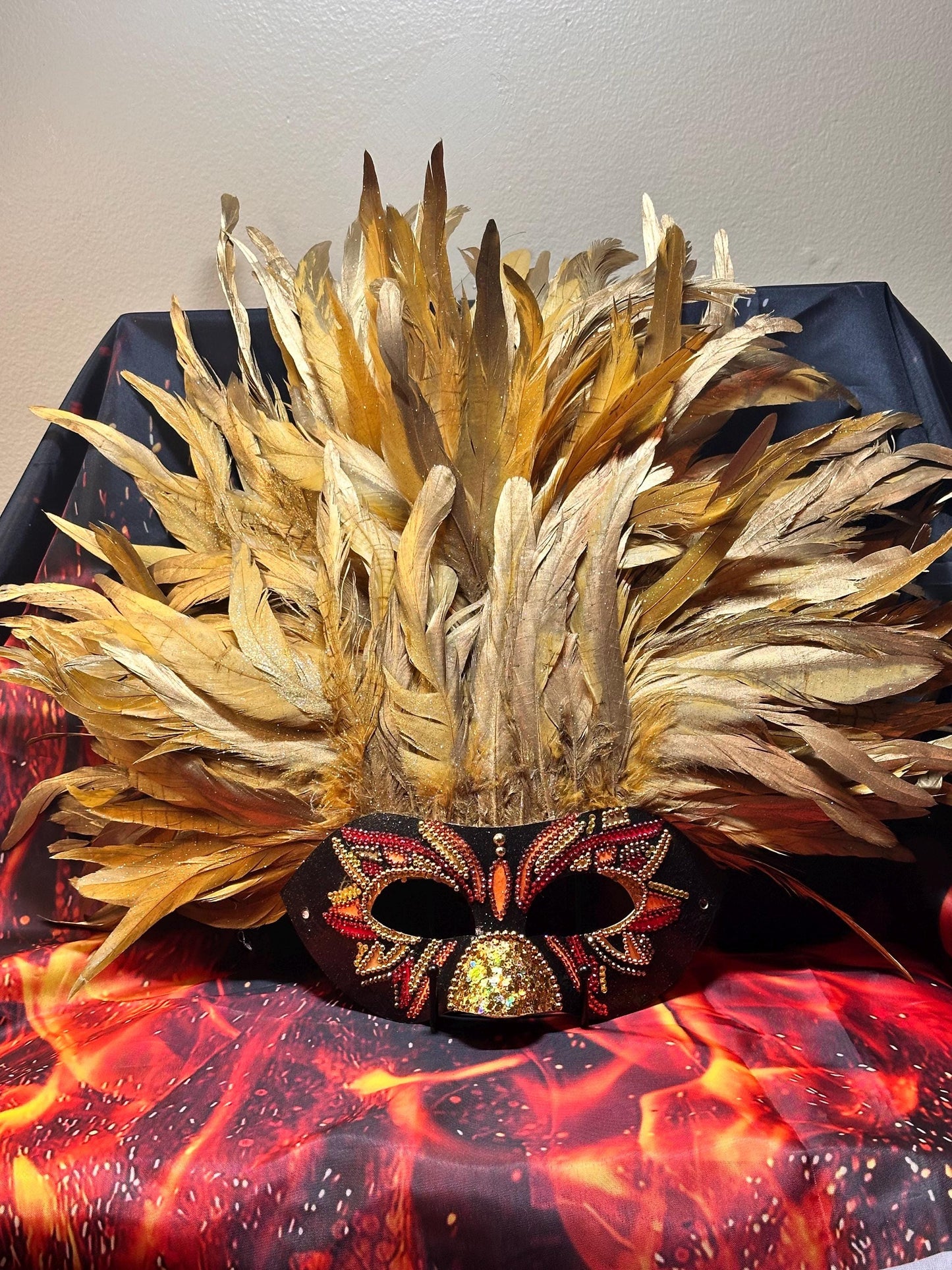 Feathered Vegas style mask: Phoenix Rising