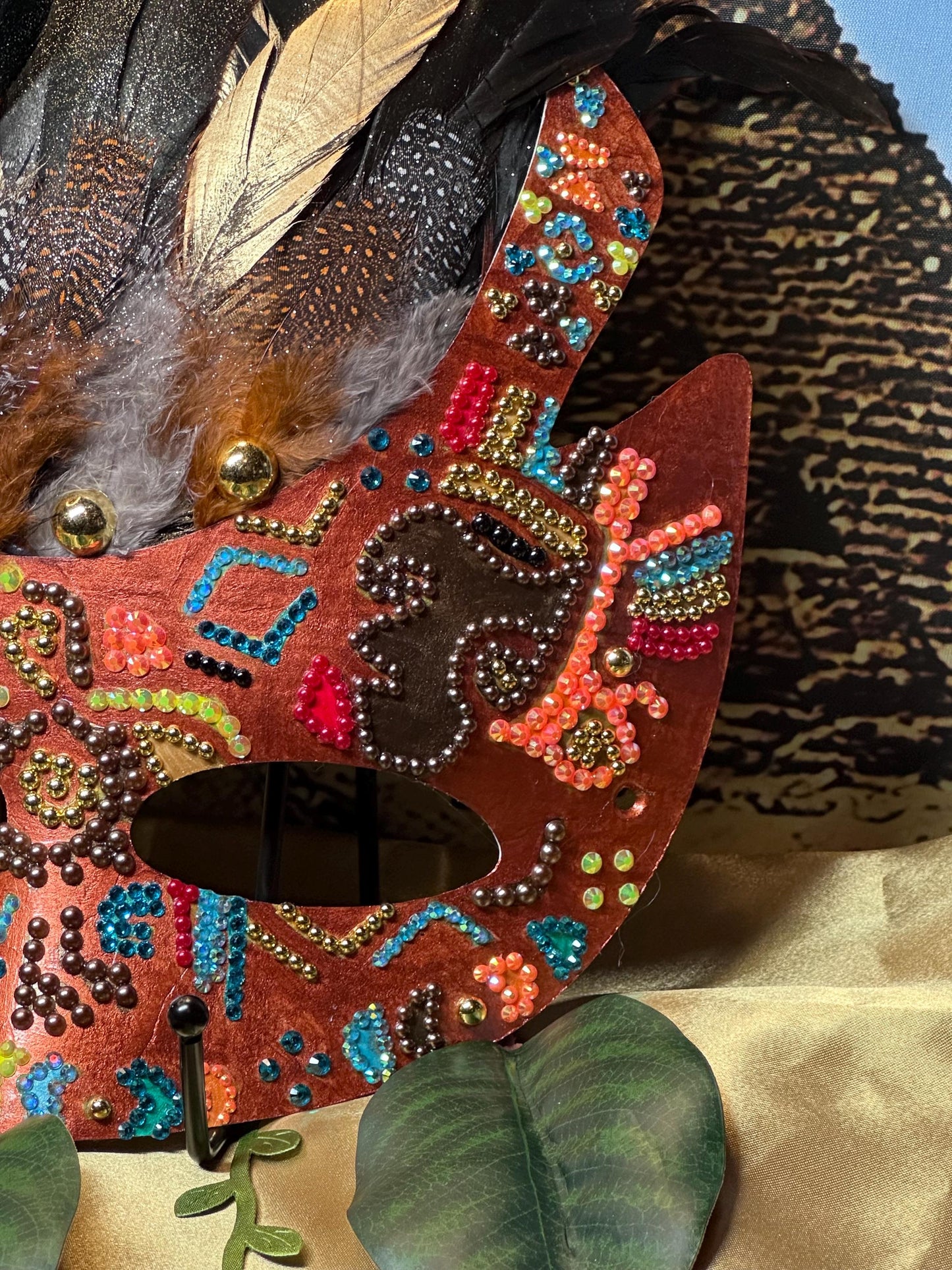 Aztec Empire Mask: Feathered Home Decor