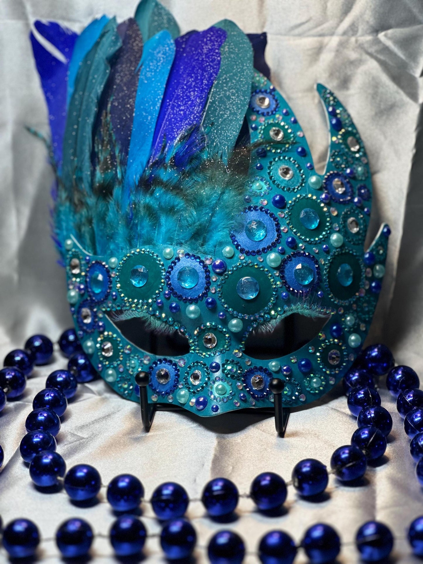 Aquamarine Feathered Mask: Home Decor