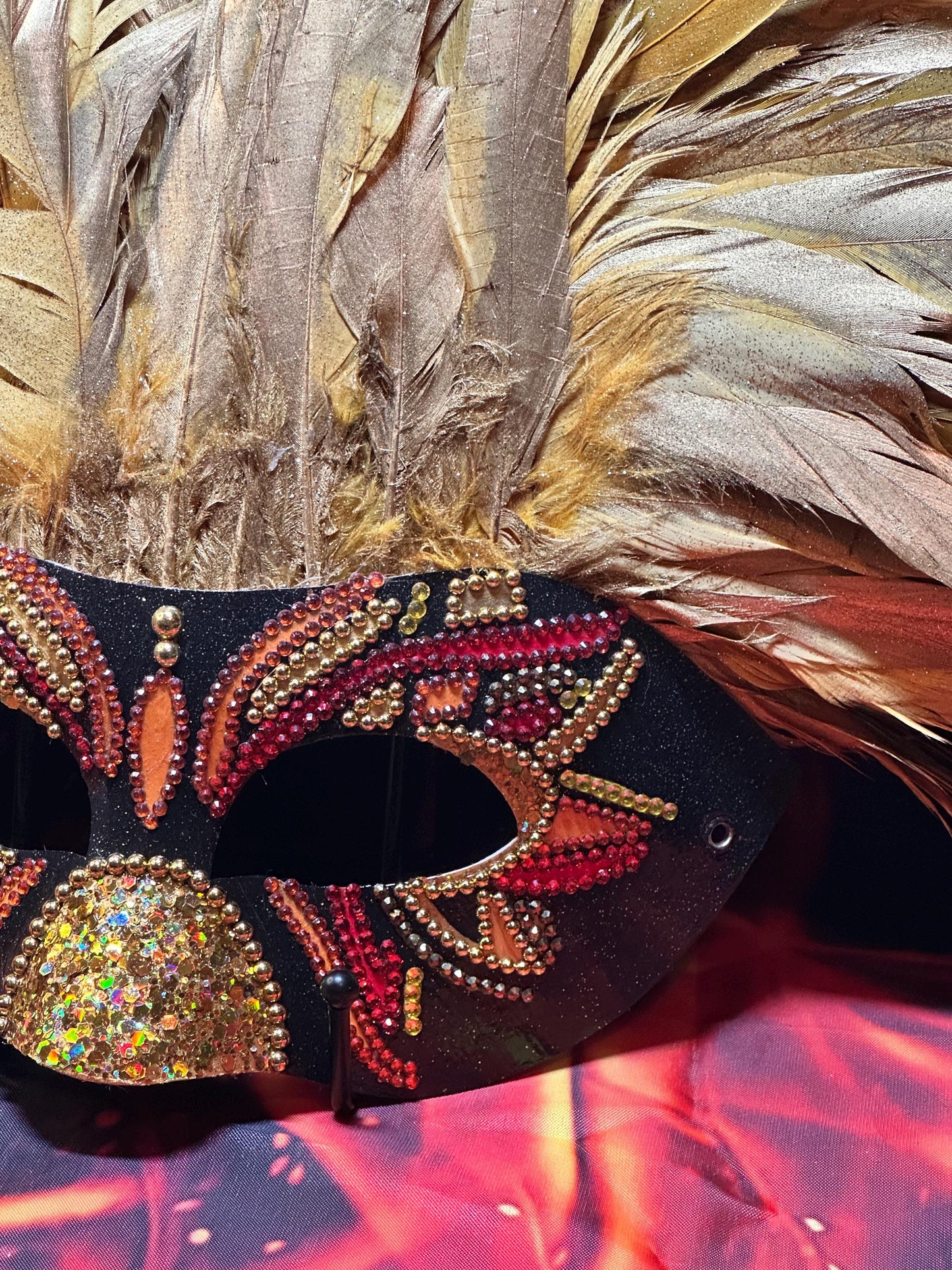 Feathered Vegas style mask: Phoenix Rising