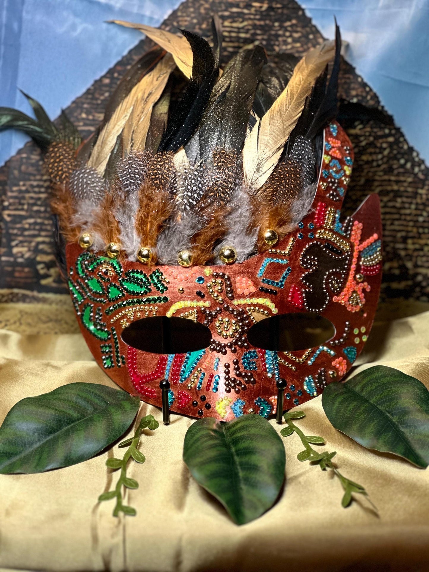 Aztec Empire Mask: Feathered Home Decor
