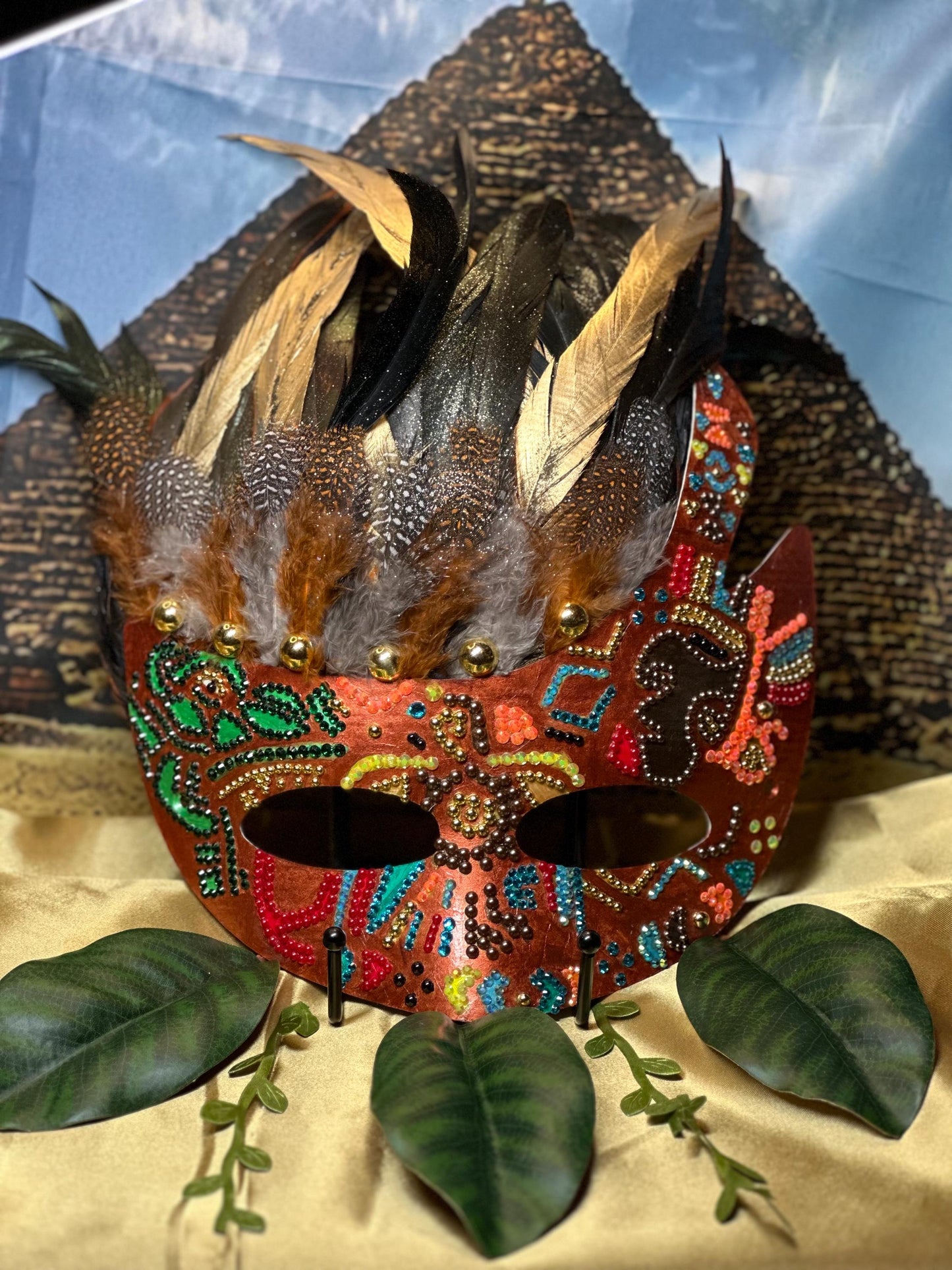 Aztec Empire Mask: Feathered Home Decor