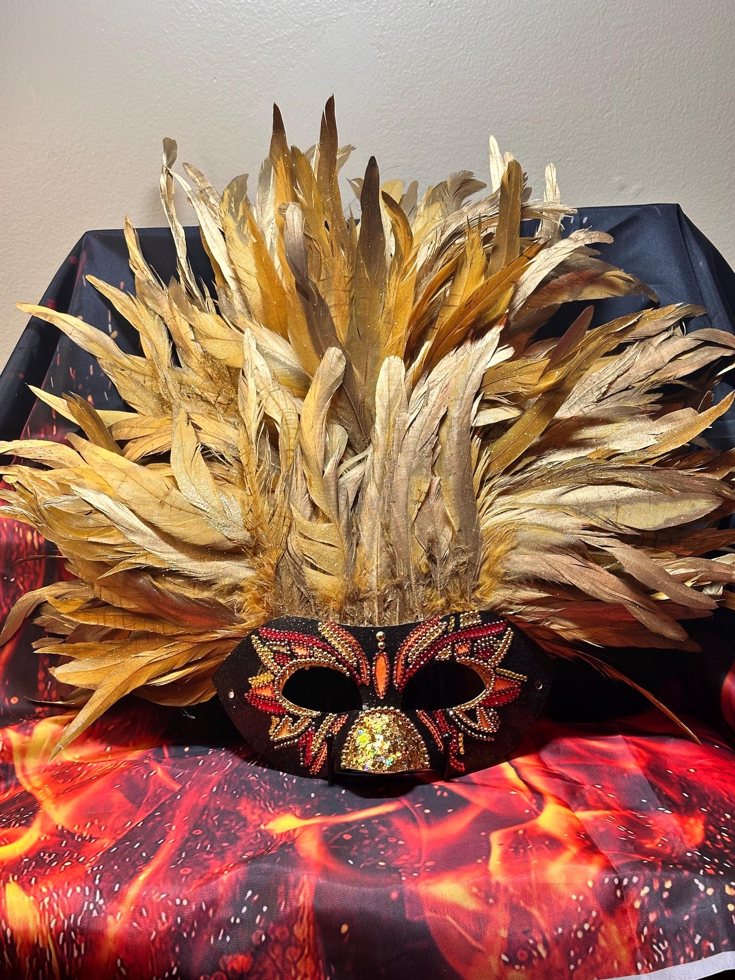 Feathered Vegas style mask: Phoenix Rising