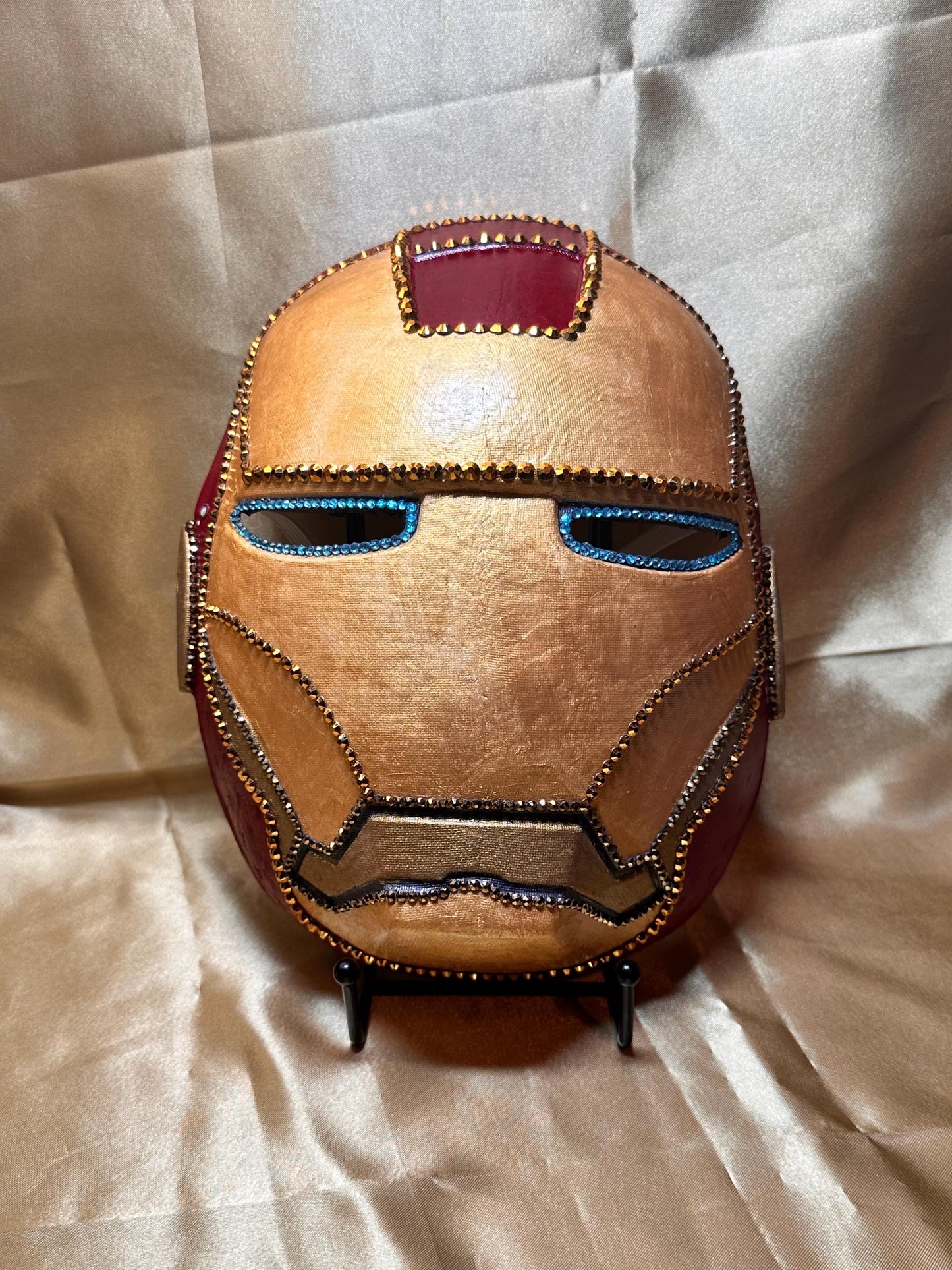 Iron Man Face Mask on Holding Stick - Display Stand Included