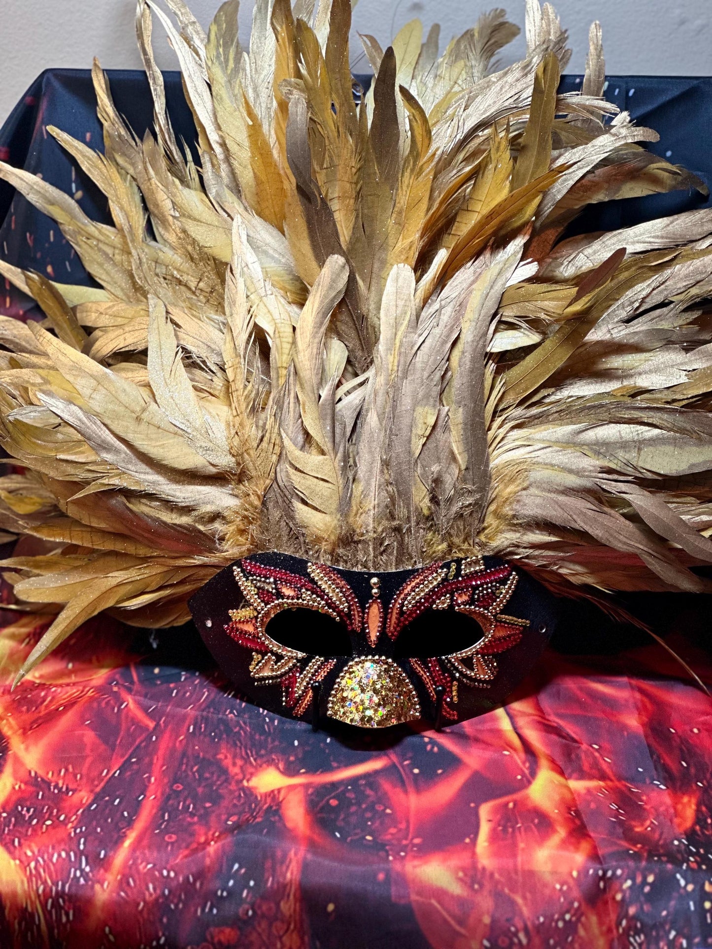 Feathered Vegas style mask: Phoenix Rising