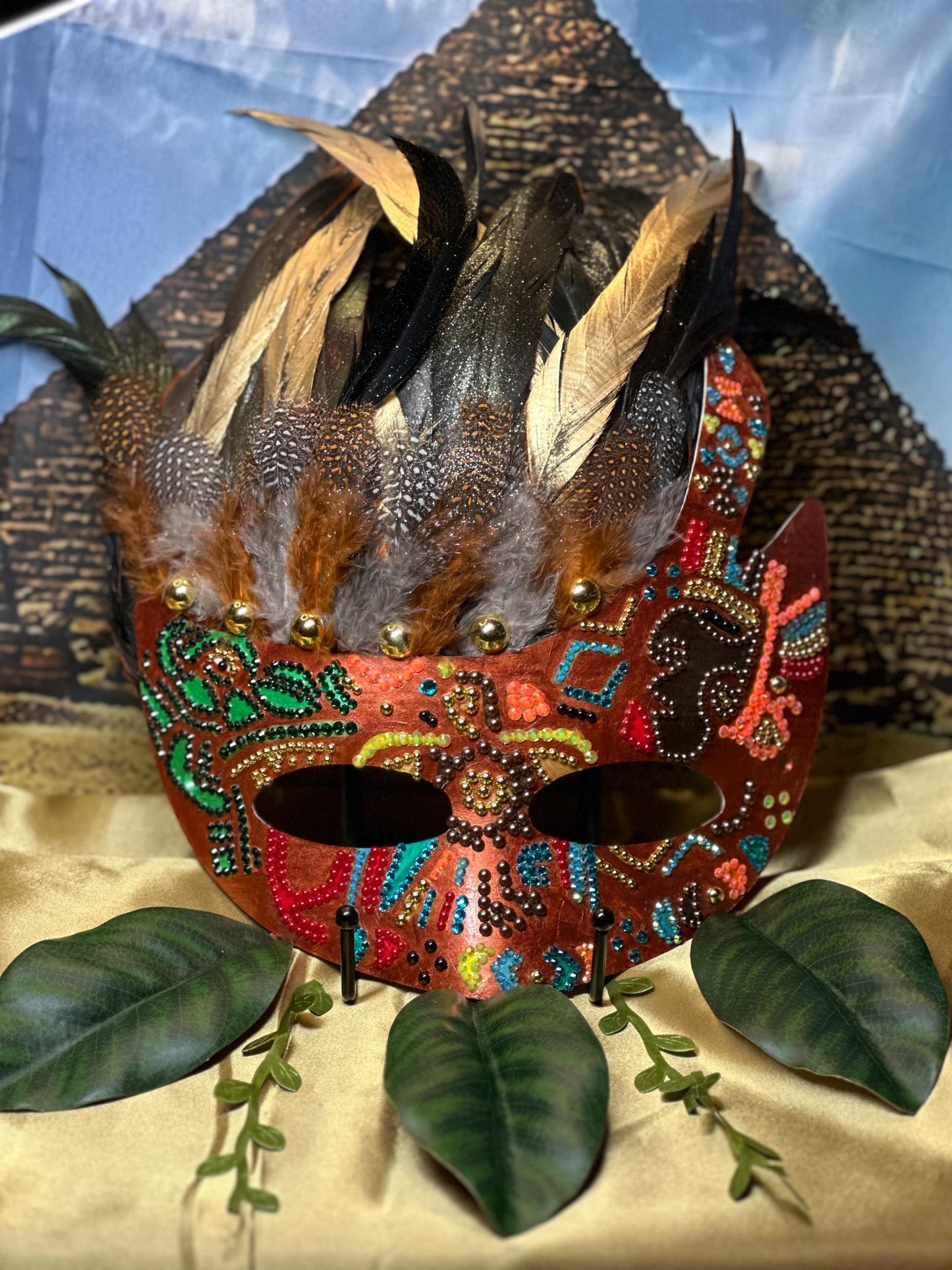 Aztec Empire Mask: Feathered Home Decor