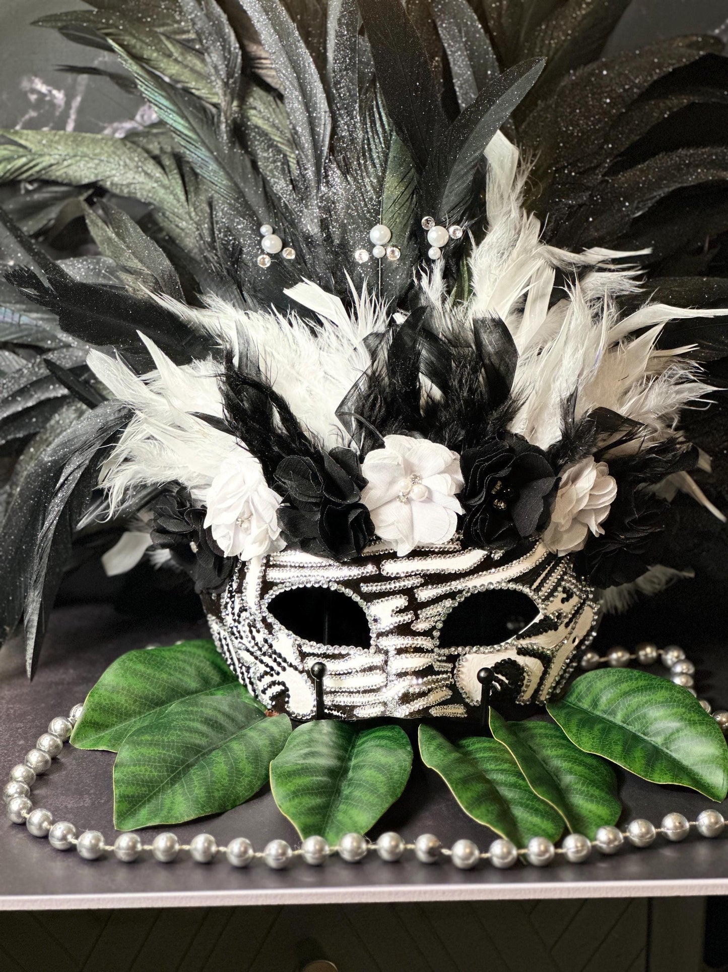 Vegas Style Zebra Mask: Feathered Home Decor