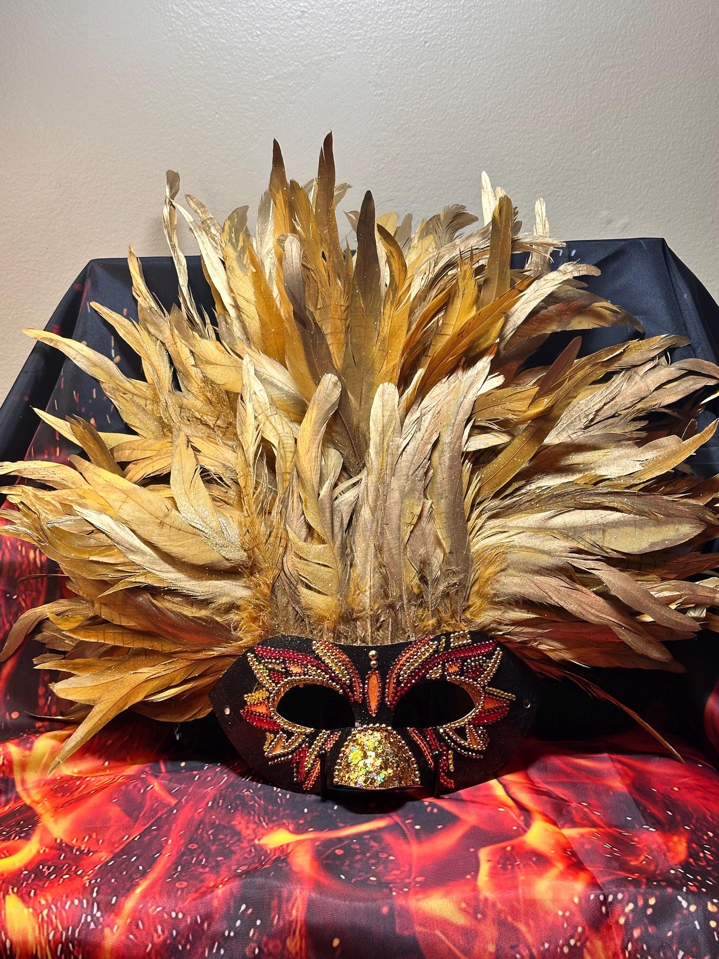 Feathered Vegas style mask: Phoenix Rising