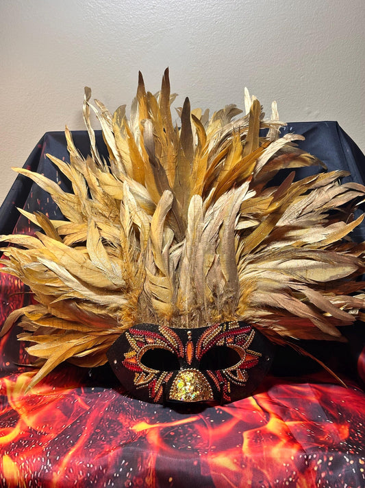 Feathered Vegas style mask: Phoenix Rising