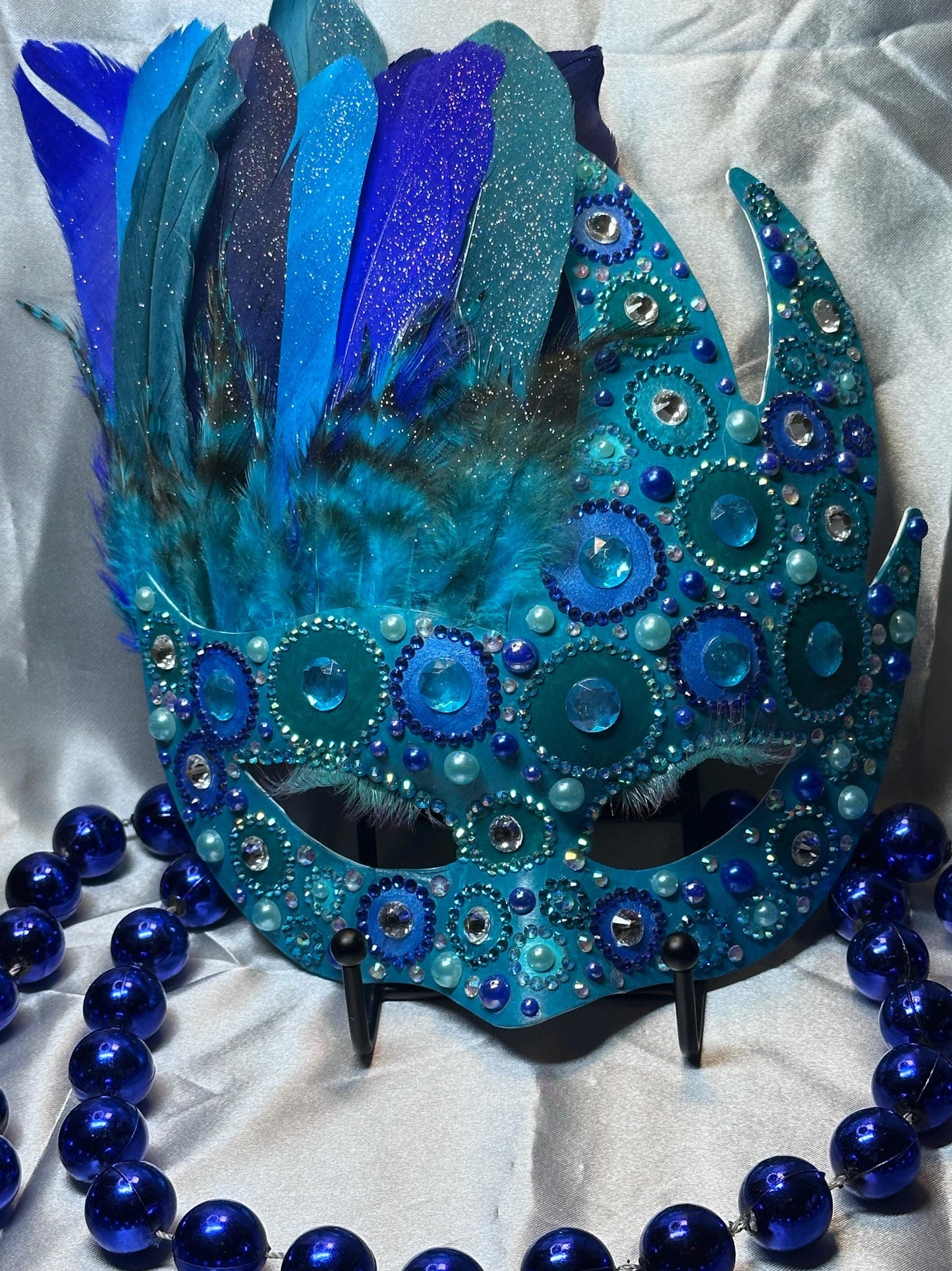 Aquamarine Feathered Mask: Home Decor