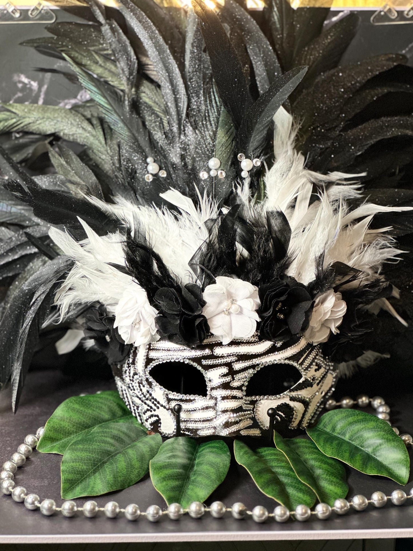 Vegas Style Zebra Mask: Feathered Home Decor